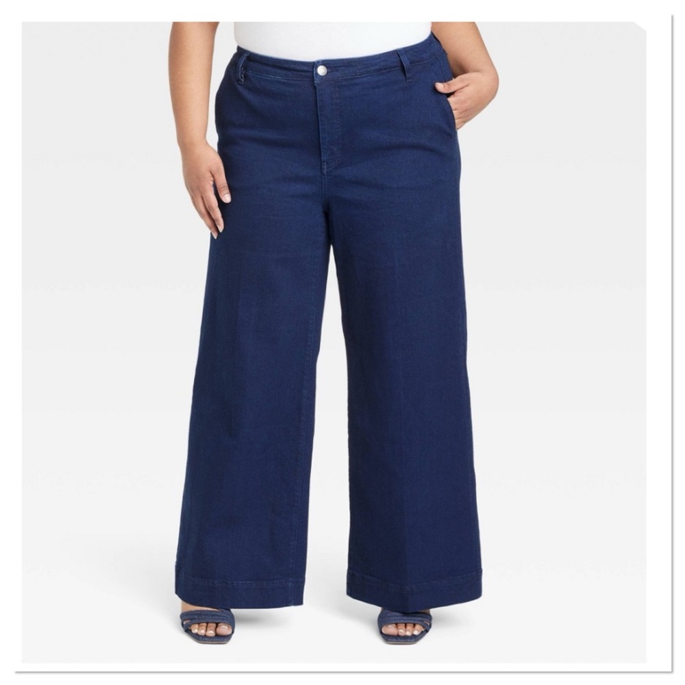 Ava & Viv Women’s Dark Blue Wide-Leg Jeans Size 26R